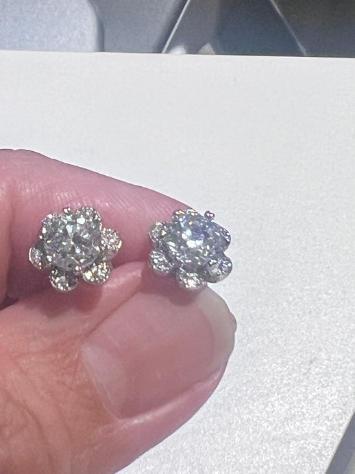 Diamond Stud Earring 2.006 CTW Platinum 900-3.29grams