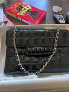 Chanel Cholate Bar Flap Bag Black Patent Leather/Pre Owned - Andrea-OZ