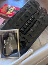 Chanel Cholate Bar Flap Bag Black Patent Leather/Pre Owned - Andrea-OZ